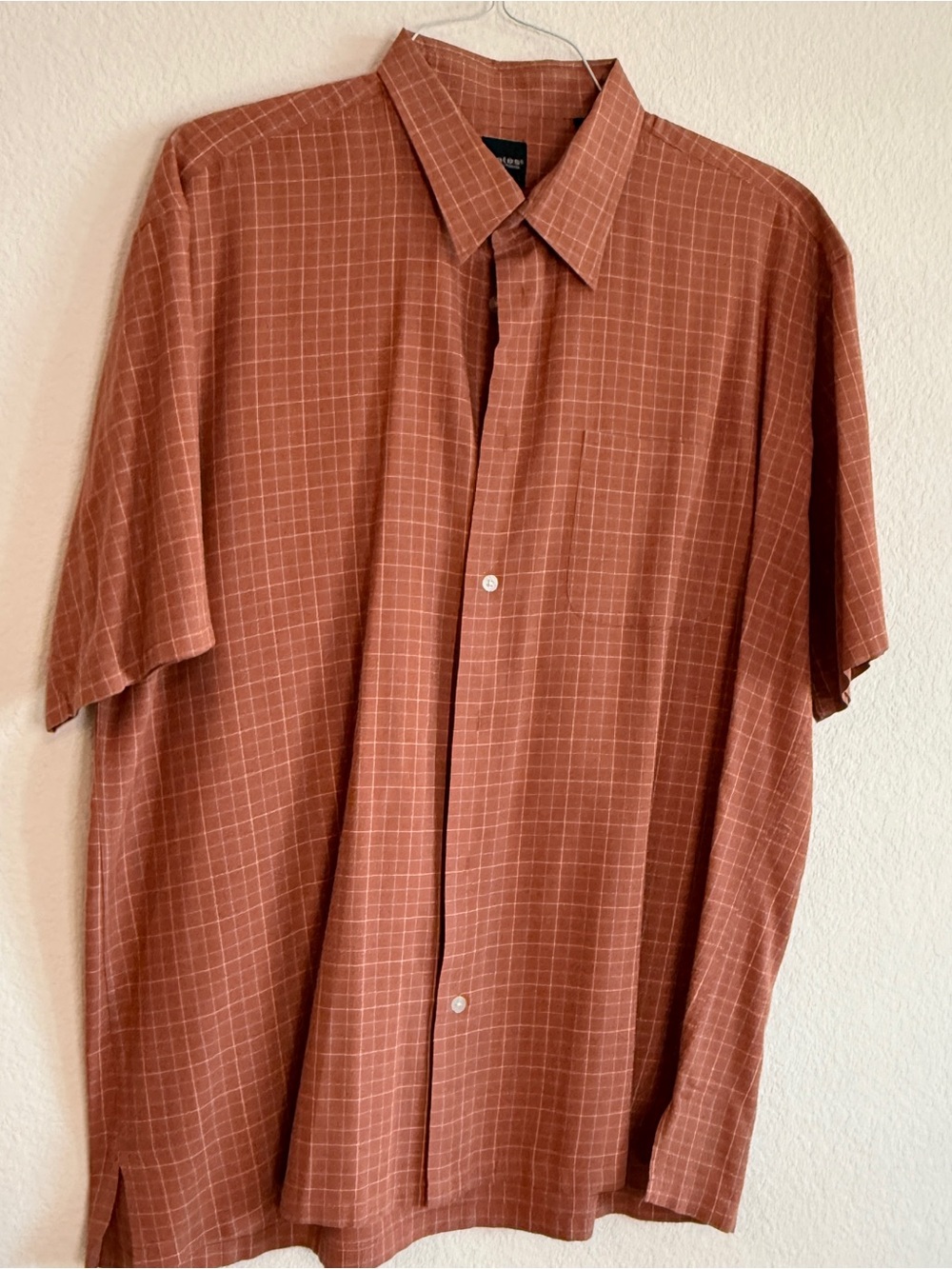 🤎 Dockers Rust Windowpane Camp Shirt XL | Cotton Blend